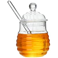 GuDoQi Tarro De Miel Con Cuchara De Miel Y Tapa Vaso Transparente Tarro De Jarabe Para Almacenamiento Y Dispensación De…